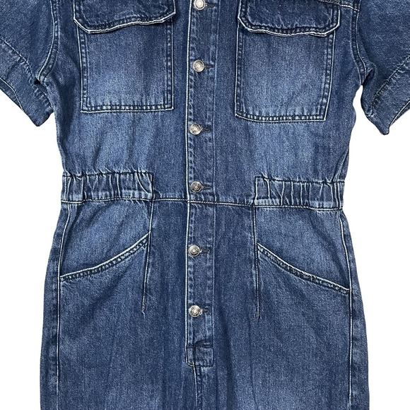 Free People We the Free Marci Denim Jumpsuit Women's Size L City Coveralls - Picture 3 of 13